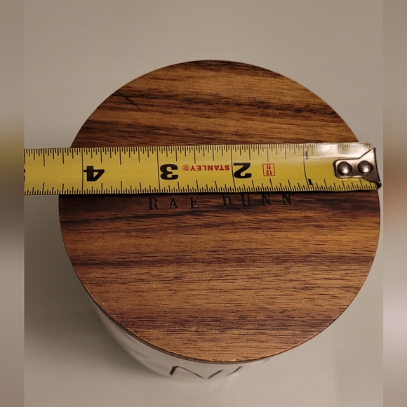 Rae Dunn "NUTS" Cellar Jar White Wood Top - Picture 4 of 4